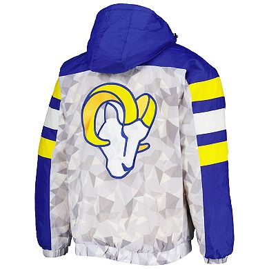 Men's Starter White/Royal Los Angeles Rams Thursday Night Gridiron Raglan Half-Zip Hooded Jacket