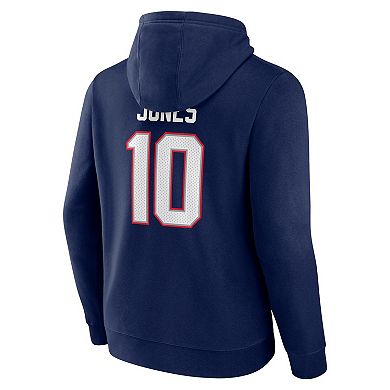 Men's Fanatics Branded Mac Jones Navy New England Patriots Player Icon Name & Number Pullover Hoodie