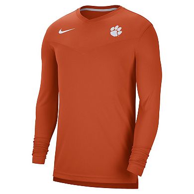Men's Nike Orange Clemson Tigers 2022 Coach Performance Long Sleeve V-Neck T-Shirt