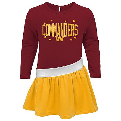 Girls Toddler Burgundy/Gold Washington Commanders Heart To Heart Jersey Tunic Dress