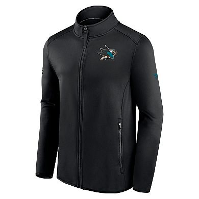 Men's Fanatics Branded Black San Jose Sharks Authentic Pro Rink Fleece Full-Zip Jacket