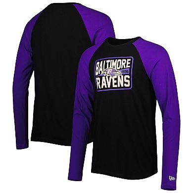 Men's New Era Black Baltimore Ravens Current Raglan Long Sleeve T-Shirt