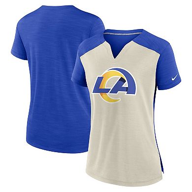 Women's Nike Bone/Royal Los Angeles Rams Impact Exceed Performance Notch Neck T-Shirt
