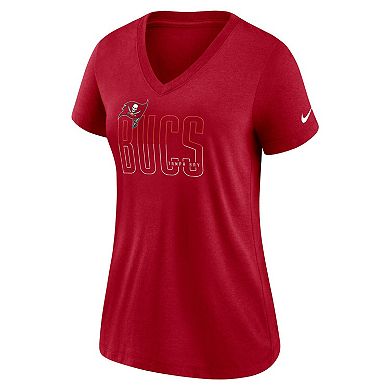 Women's Nike Heathered Red Tampa Bay Buccaneers Lock Up Tri-Blend V-Neck T-Shirt