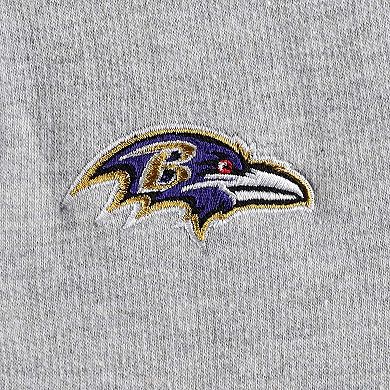 Women's Antigua Heathered Gray/Purple Baltimore Ravens Jackpot Raglan Half-Zip Pullover Hoodie