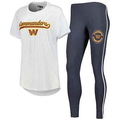 Women's Concepts Sport White/Charcoal Washington Commanders Sonata T-Shirt & Leggings Sleep Set