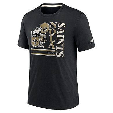 Men's Nike Black New Orleans Saints Wordmark Logo Tri-Blend T-Shirt