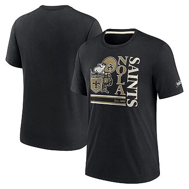 Men's Nike Black New Orleans Saints Wordmark Logo Tri-Blend T-Shirt