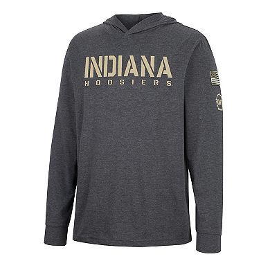 Men's Colosseum Charcoal Indiana Hoosiers Team OHT Military Appreciation Hoodie Long Sleeve T-Shirt
