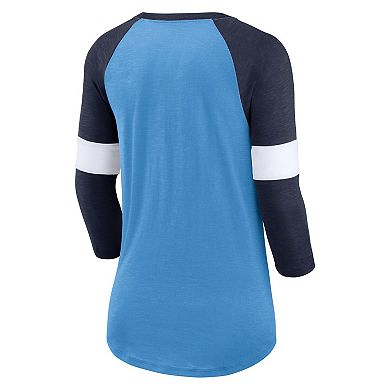 Women's Nike Tennessee Titans Light Blue/Heather Navy Football Pride Raglan 3/4-Sleeve T-Shirt