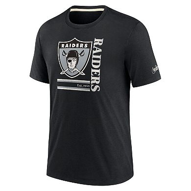 Men's Nike Black Las Vegas Raiders Wordmark Logo Tri-Blend T-Shirt