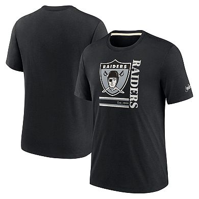 Men's Nike Black Las Vegas Raiders Wordmark Logo Tri-Blend T-Shirt