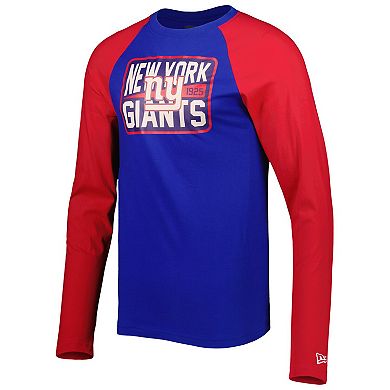 Men's New Era Royal New York Giants Current Raglan Long Sleeve T-Shirt