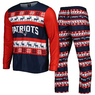 Men's FOCO Navy New England Patriots Team Ugly Pajama Set