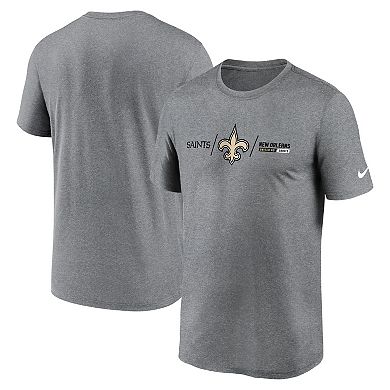 Men's Nike Heathered Charcoal New Orleans Saints Horizontal Lockup Legend Performance T-Shirt