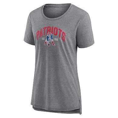 Women's Fanatics Branded Heathered Gray New England Patriots Drop Back Modern T-Shirt