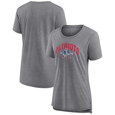 Women's Fanatics Branded Heathered Gray New England Patriots Drop Back Modern T-Shirt