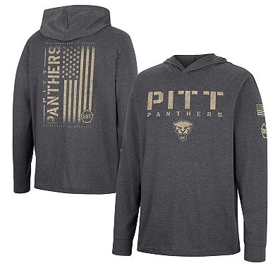 Men's Colosseum Charcoal Pitt Panthers Team OHT Military Appreciation Hoodie Long Sleeve T-Shirt