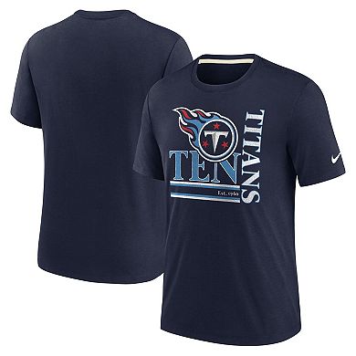 Men's Nike Navy Tennessee Titans Wordmark Logo Tri-Blend T-Shirt