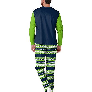 Men's FOCO College Navy Seattle Seahawks Team Ugly Pajama Set