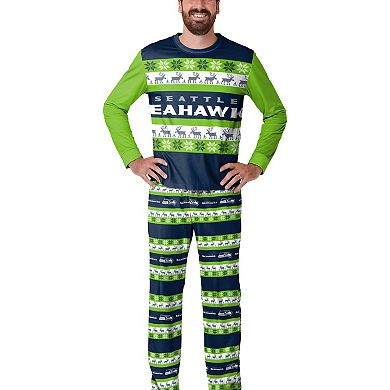 Men's FOCO College Navy Seattle Seahawks Team Ugly Pajama Set