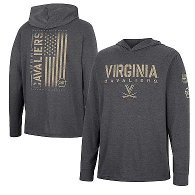 Men's Colosseum Charcoal Virginia Cavaliers Team OHT Military Appreciation Hoodie Long Sleeve T-Shirt