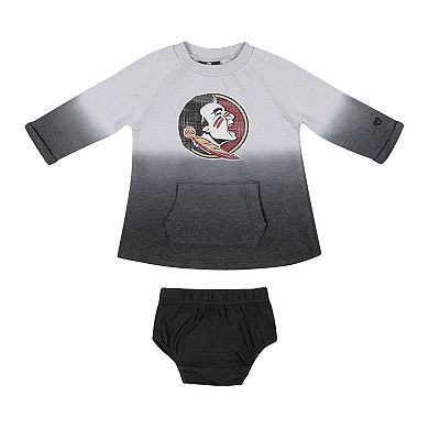 Newborn & Infant Colosseum Gray/Black Florida State Seminoles Hand in Hand Ombre Dress & Bloomers Set
