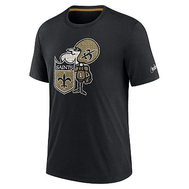 Men's Nike Black New Orleans Saints Rewind Playback Logo Tri-Blend T-Shirt