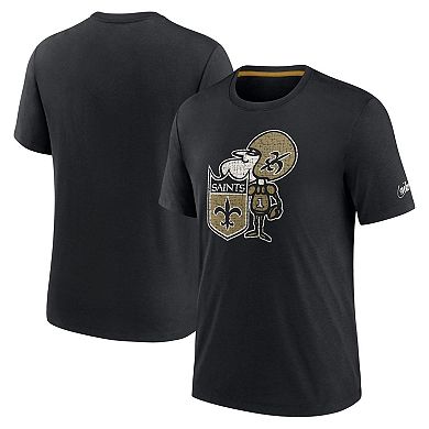 Men's Nike Black New Orleans Saints Rewind Playback Logo Tri-Blend T-Shirt