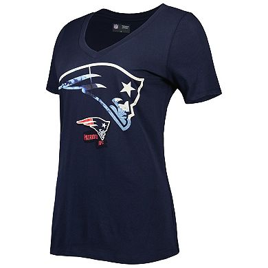 Women's New Era Navy New England Patriots Ink Dye Sideline V-Neck T-Shirt