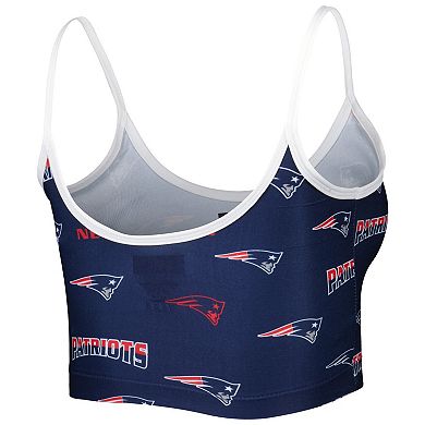Women's Concepts Sport Navy/White New England Patriots Breakthrough Allover Knit Sports Bra
