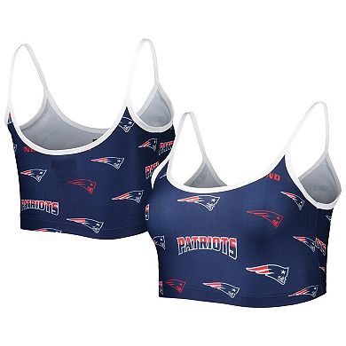 Women's Concepts Sport Navy/White New England Patriots Breakthrough Allover Knit Sports Bra