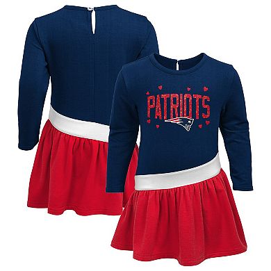 Girls Toddler Navy/Red New England Patriots Heart To Heart Jersey Tunic Dress