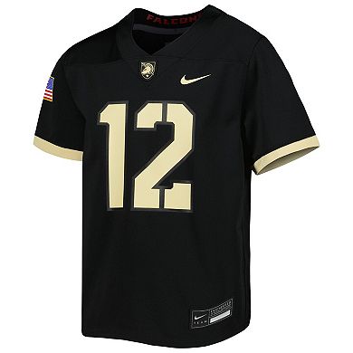 Youth Nike #12 Black Army Black Knights 1st Armored Division Old Ironsides Untouchable Football Jersey