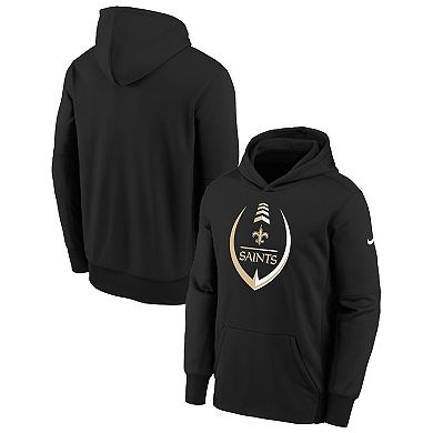 Youth Nike Black New Orleans Saints Icon Performance Pullover Hoodie