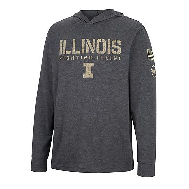 Men's Colosseum Charcoal Illinois Fighting Illini Team OHT Military Appreciation Hoodie Long Sleeve T-Shirt