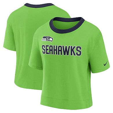 Women's Nike Neon Green Seattle Seahawks High Hip Fashion Cropped Top