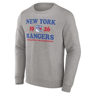 Men's Fanatics Branded Heather Charcoal New York Rangers Fierce Competitor Pullover Sweatshirt