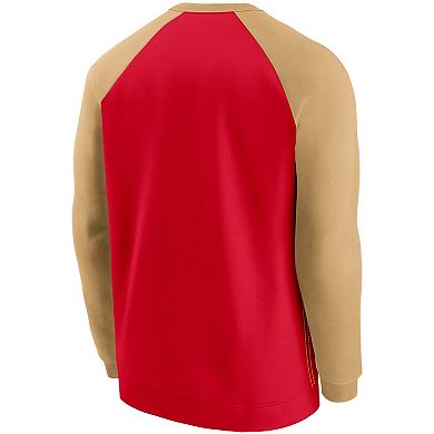 Men's Nike Scarlet/Gold San Francisco 49ers Historic Raglan Crew Performance Sweater