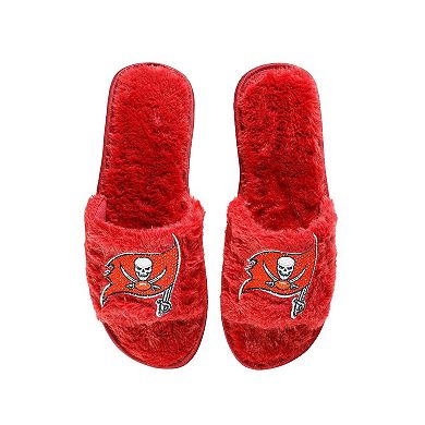 Women's FOCO Red Tampa Bay Buccaneers Rhinestone Fuzzy Slippers