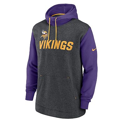 Men's Nike Heathered Charcoal/Purple Minnesota Vikings Surrey Legacy Pullover Hoodie