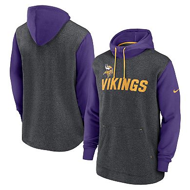 Men's Nike Heathered Charcoal/Purple Minnesota Vikings Surrey Legacy Pullover Hoodie