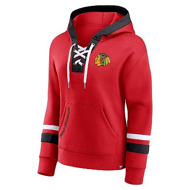 Women's Fanatics Branded Red Chicago Blackhawks Bombastic Exclusive Lace-Up Pullover Hoodie