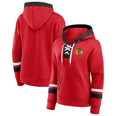 Women's Fanatics Branded Red Chicago Blackhawks Bombastic Exclusive Lace-Up Pullover Hoodie