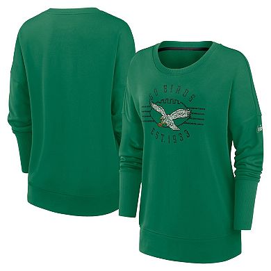 Women's Nike Kelly Green Philadelphia Eagles Rewind Playback Icon Performance Pullover Sweatshirt