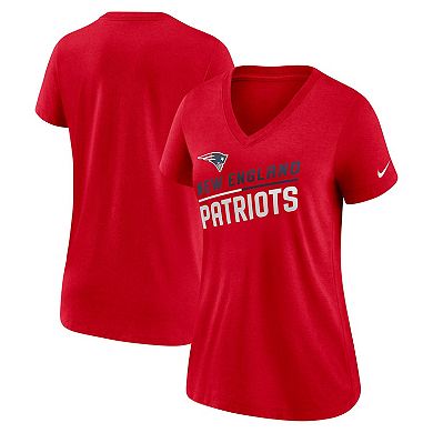 Women's Nike Red New England Patriots Slant Logo Tri-Blend V-Neck T-Shirt