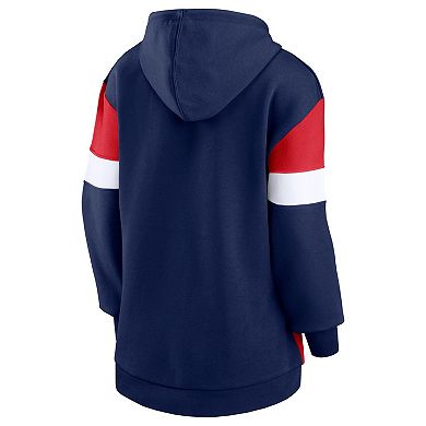 Women's Fanatics Branded Navy/Red New England Patriots Lock It Down Pullover Hoodie