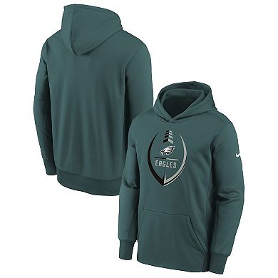 Youth Nike Midnight Green Philadelphia Eagles Icon Performance Pullover Hoodie