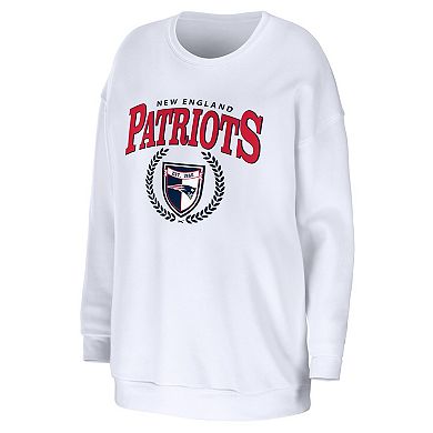 Women's WEAR by Erin Andrews White New England Patriots Oversized Pullover Sweatshirt