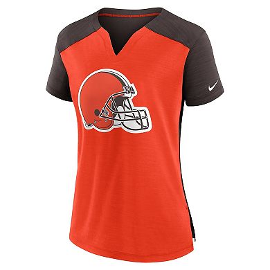 Women's Nike Orange/Brown Cleveland Browns Impact Exceed Performance Notch Neck T-Shirt